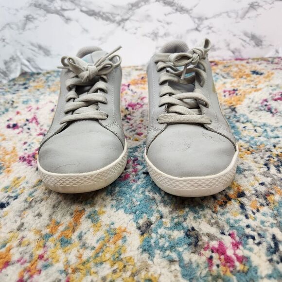 Puma Gray & Teal Leather Casual Lace Up Sneaker Size 6 - Picture 7 of 10